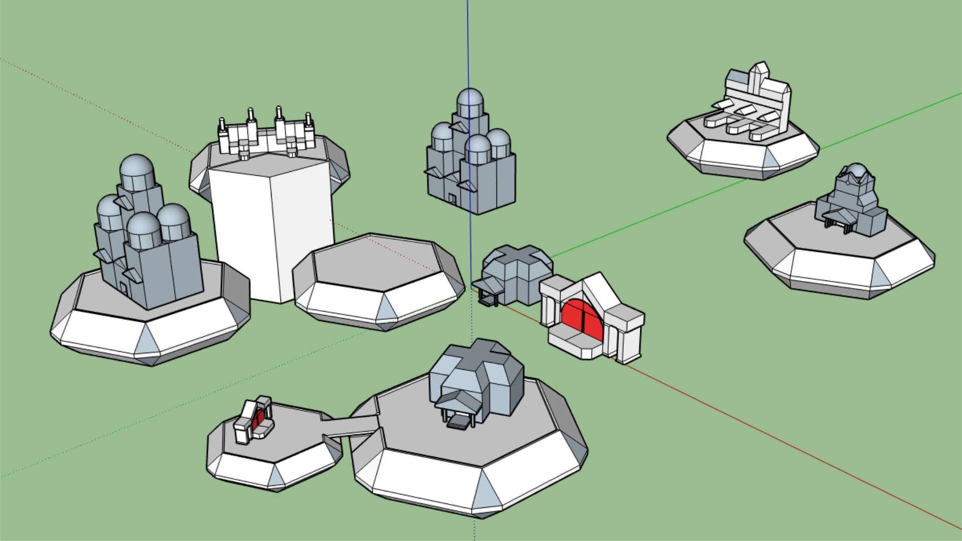Buildings modeled in SketchUp as perspective reference