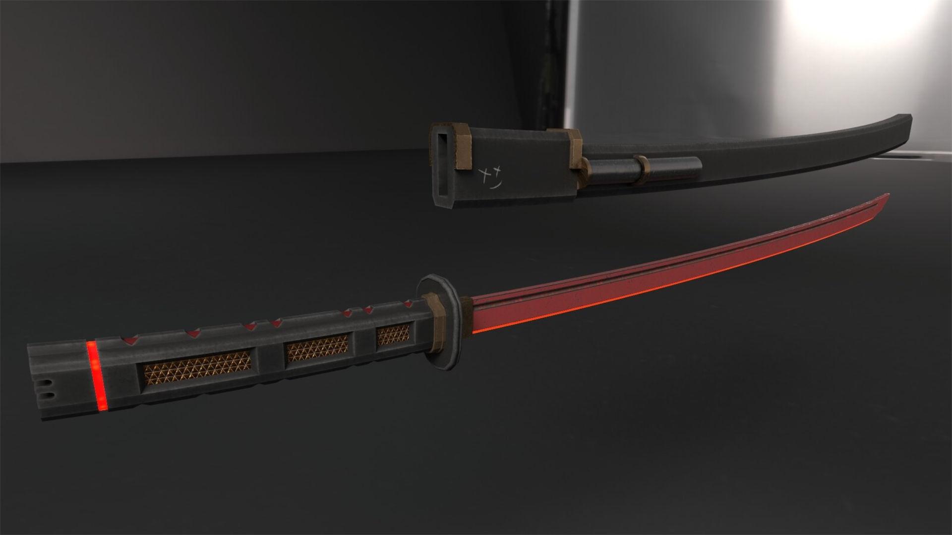 Cyberpunk katana — final render